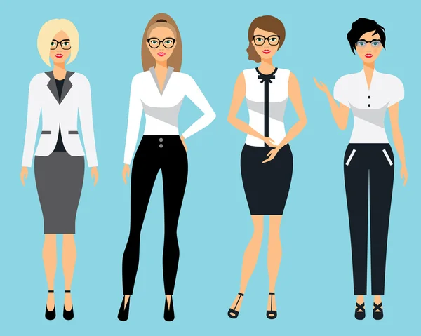 Ensemble de vêtements de travail pour femmes. Femme au bureau. Illustration vectorielle plate . — Image vectorielle