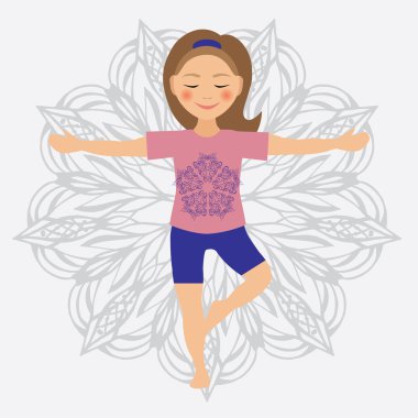 Çocuk yoga pozisyonları vektör Illustration. Çocuk aktiviteleri