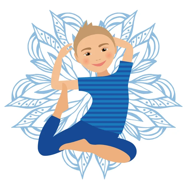 Kids Yoga Pose Vector Illustration. Child doing exercises. Posture for Kid. Healthy Children Lifestyle. Babies gymnastics. Sports Boy on White Background. Oriental Meditation Relaxation. — Stock Illustration Kids Yoga Pose Vector Illustration. Child doing exercises. Posture for Kid. Healthy Children Lifestyle. Babies gymnastics. Sports Boy on White Background. Oriental Meditation Relaxation. Royalty Free Stock Illustrations