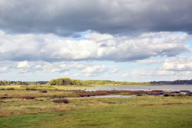 Gölde sonbahar günü şehrin dışında