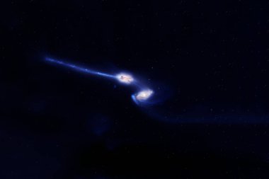 Uzayın derinliklerinde mavi galaksi. Bu görüntünün elementleri NASA tarafından döşendi..