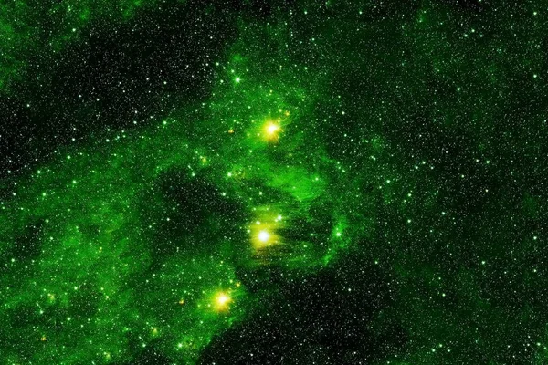 深空的绿色星系这张照片的内容是由NASA提供的. — 图库照片
