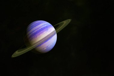 Yüzüklü gezegen, karanlık bir arka planda. Bu görüntünün elementleri NASA tarafından döşendi. Yüksek kalite fotoğraf