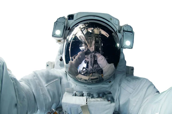 Astronauta Traje Espacial Aislado Sobre Fondo Blanco Elementos Esta Imagen — Foto de Stock