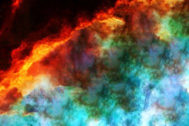 Karanlık bir arka planda, ateşli bir galaksi. Bu görüntünün elementleri NASA tarafından döşendi. Yüksek kalite fotoğraf