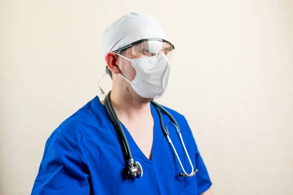 Doctor Blue Uniform Medical Mask High Quality Photo — Stock Photo, Image