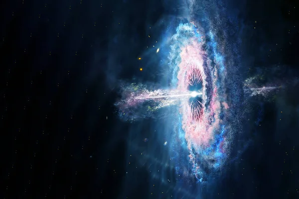 Karanlık arka planda bir kuasar. Bu görüntünün elementleri NASA tarafından döşendi. Yüksek kalite fotoğraf