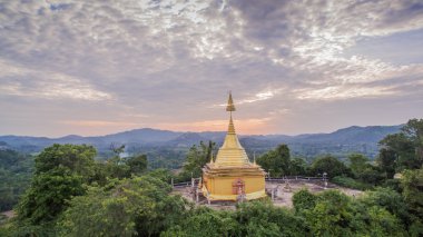 golden pagoda on Sunset 