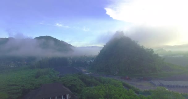 Vue aérienne de la vieille carrière le matin — Video