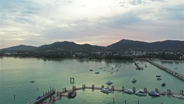 Aerial photography Chalong pier — Stock Video