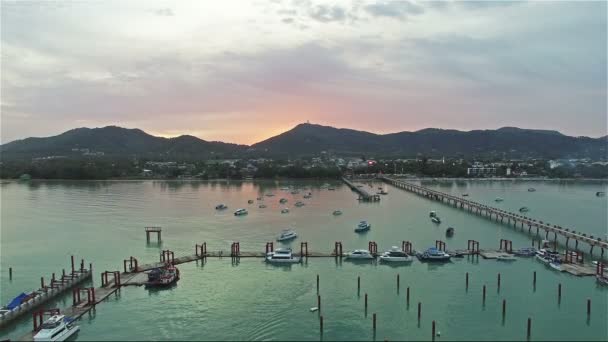 Aerial photography Chalong pier — Stock Video