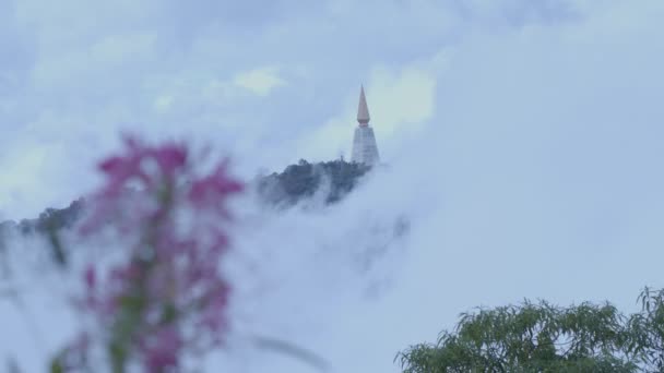 Pagoda Przykrywająca Mgłę Wat Phu Thub Berg Wat Phu Thub — Wideo stockowe