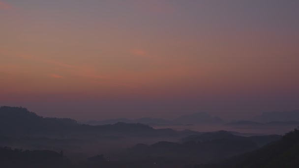 Rode Lucht Bedekt Morgens Mistige Valleien Provincie Phang Nga Heeft — Stockvideo