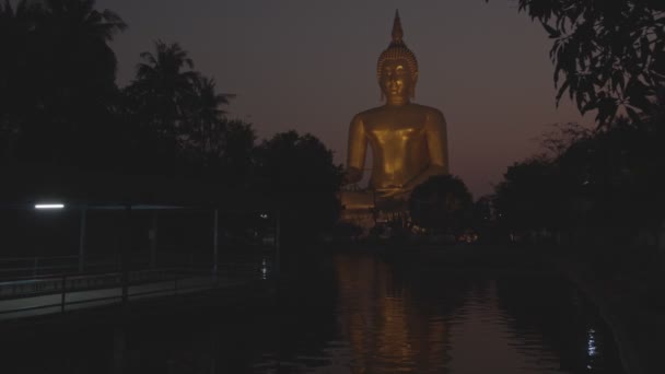Cenário Grande Estátua Buda Ouro Wat Muang — Vídeo de Stock