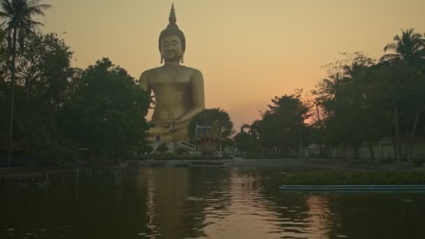 Luchtfoto Phuket Grote Boeddha Prachtige Zonsondergang Schoonheid Van Het Beeld — Stockvideo