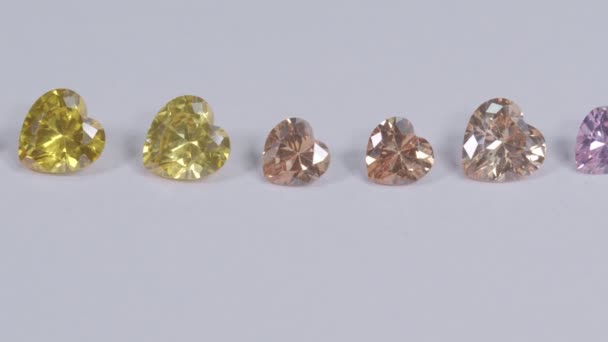 Colorful Diamonds Various Sizes White Background — Stock Video