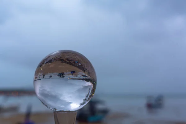 Onconventioneel Prachtig Natuurlijk Uitzicht Zee Een Magische Kristallen Bol Natuurvideo — Stockfoto