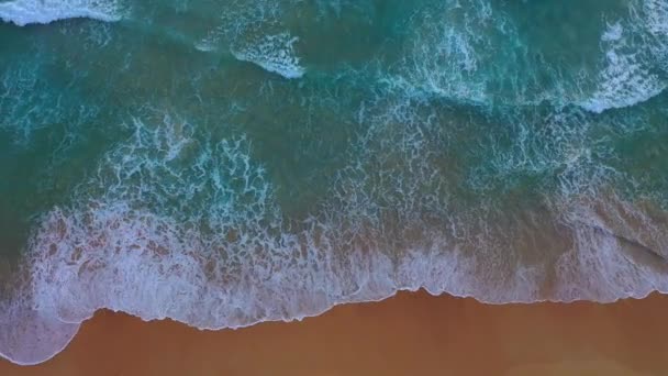 Vue Aérienne Mer Vagues Boucle Sans Couture Sur Plage Sable — Video