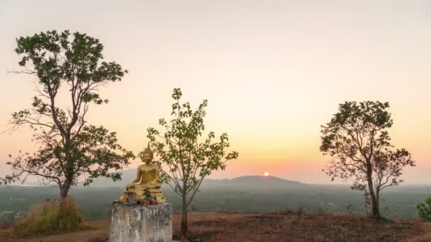 Timelapse Soluppgång Över Buddha Piren Vid Phayam Templet Phayam Island — Stockvideo