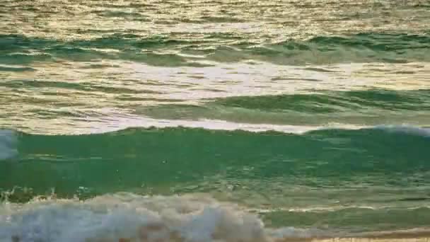 Close Disturbed Emerald Green Ocean Water Surface Green Water Andaman — Stock video