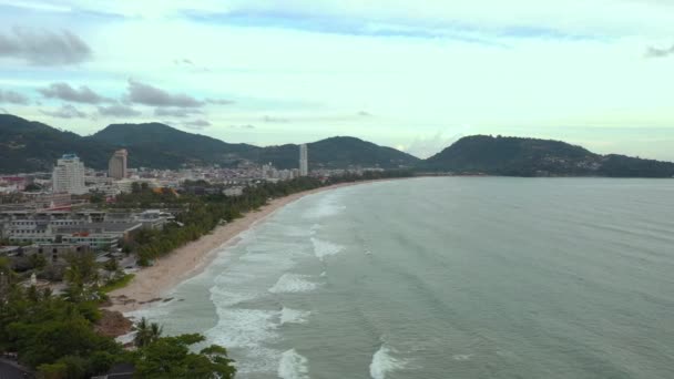 Flygfoto Patong Beach Brukade Phuket Vara Bästa Turistmålen Världen Efter — Stockvideo