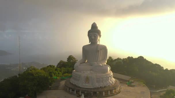 Letecký Pohled Prší Phuket Velký Buddha — Stock video
