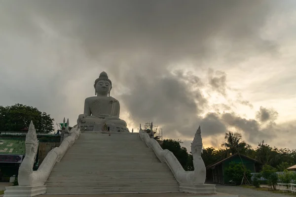 Vista Aérea Nube Azul Oscuro Sobre Gran Buda Phuket — Foto de Stock