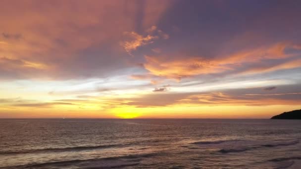Air View Beautiful Orange Cloud Sky Sunset — стоковое видео
