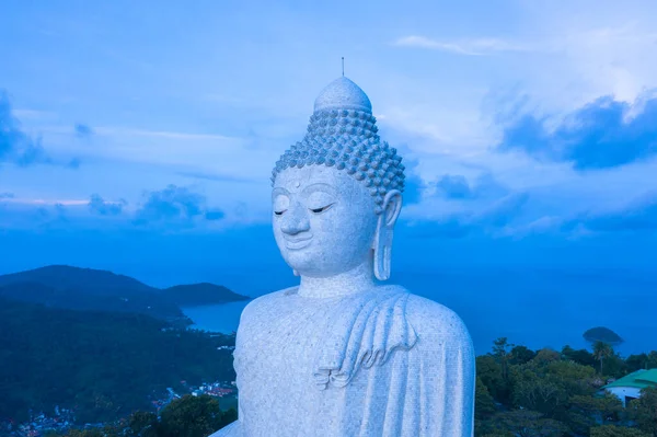 Cabeça Visão Aérea Phuket Grande Buda Nascer Sol Azul — Fotografia de Stock