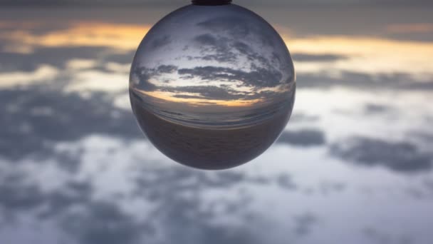 Time Lapse Coucher Soleil Sur Mer Boule Cristal Place Sur — Video