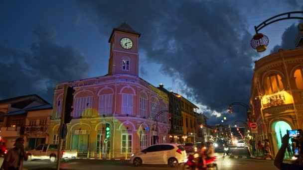 Phuket Stad Thailand Geweldige Prachtige Gebouwen Phuket Oude Stad Met — Stockvideo