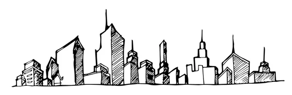 Ligne d'illustration vectorielle du paysage urbain esquissée — Image vectorielle