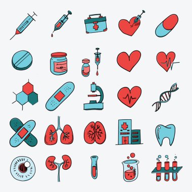 Sağlık el çizimi simge çizimi sanat karalaması.