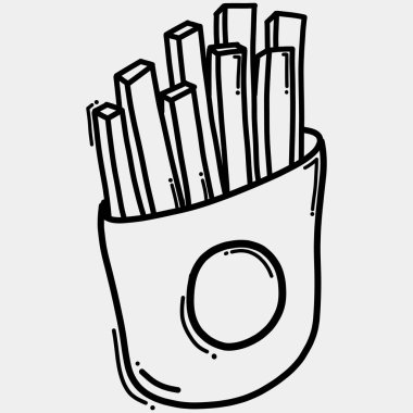 Patates kızartması karalama vektör ikonu. Çizim çizimi el çizimi çizimi çizimi.