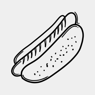 hot dog doodle vektör simgesi. Çizim çizimi el çizimi çizimi çizimi.