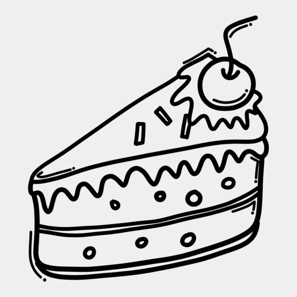 Kuchen Doodle Vektor Symbol Zeichnung Skizze Illustration Handgezeichnete Linie — Stockvektor