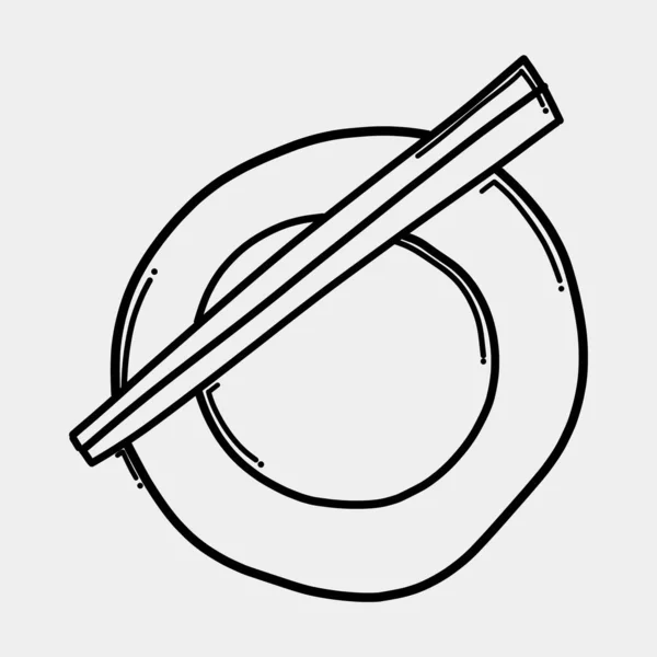 Eetstokjes Bord Doodle Vector Icoon Tekening Schets Illustratie Hand Getrokken — Stockvector