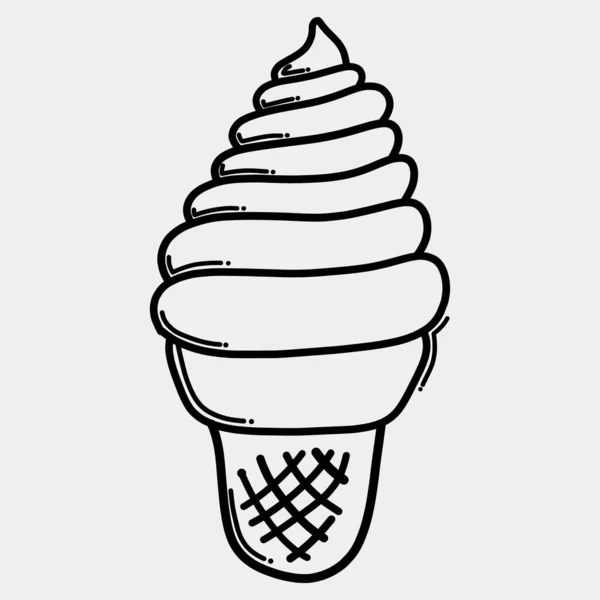 Ice Cream Doodle Vector Icon Drawing Sketch Illustration Hand Drawn — Stock Vector