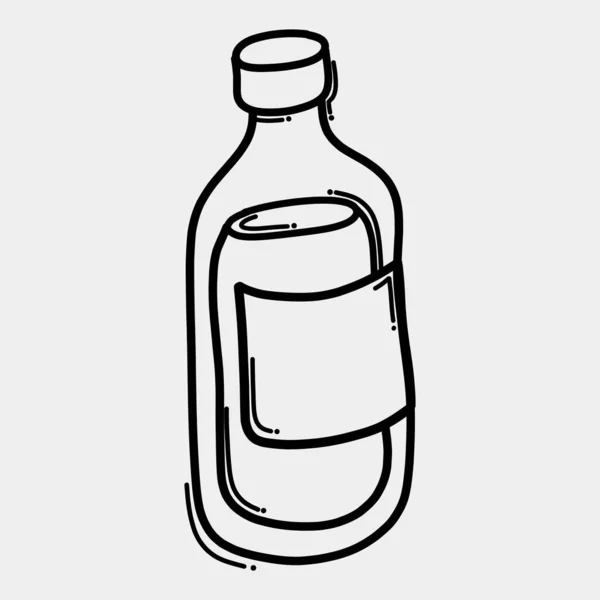 Пляшка Води Каракулі Вектор Значок Малюнок Ескізу Ілюстрація Рука Намальована — стоковий вектор