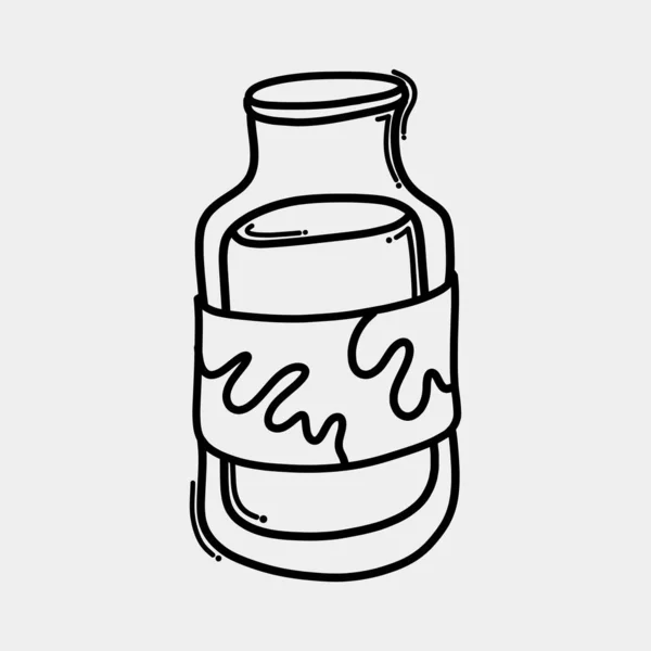 Ícone Vetorial Doodle Leite Desenho Desenho Ilustração Linha Desenhada Mão —  Vetores de Stock