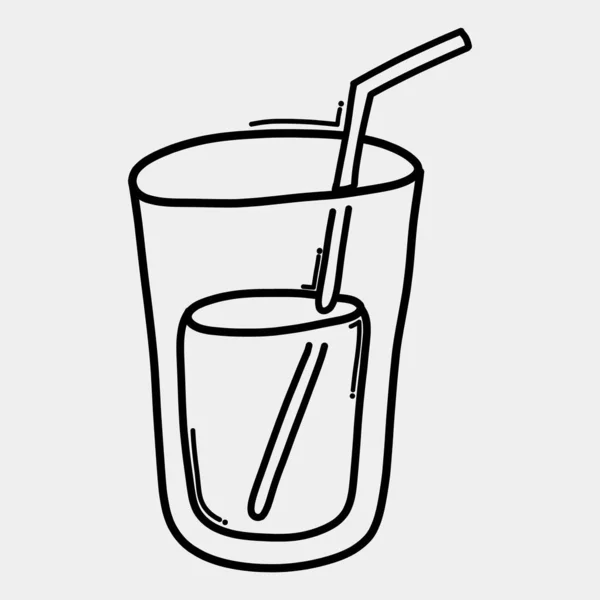 Glas Mit Wasserkritzelvektorsymbol Zeichnung Skizze Illustration Handgezeichnete Linie — Stockvektor