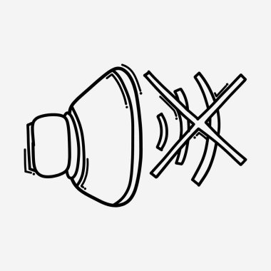 Hoparlör karalama vektörü simgesi yok. Çizim çizimi el çizimi çizimi çizimi.