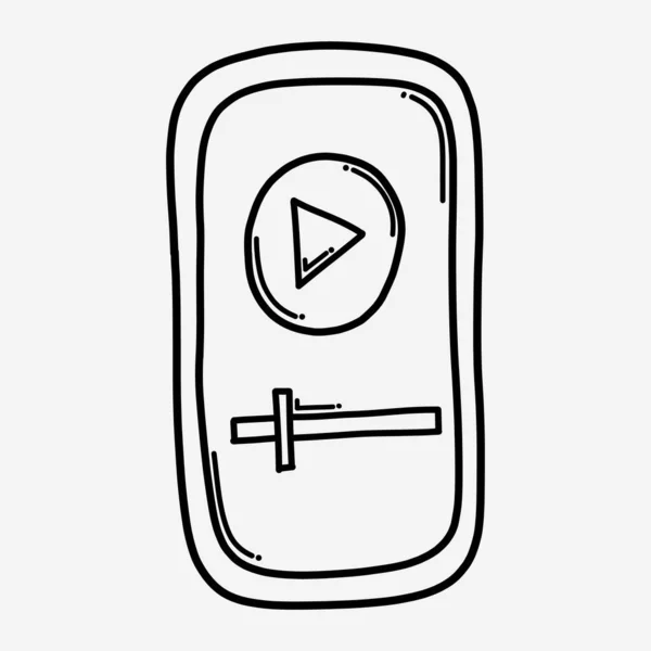 Smartphone Mit Play Taste Doodle Vektor Symbol Zeichnung Skizze Illustration — Stockvektor