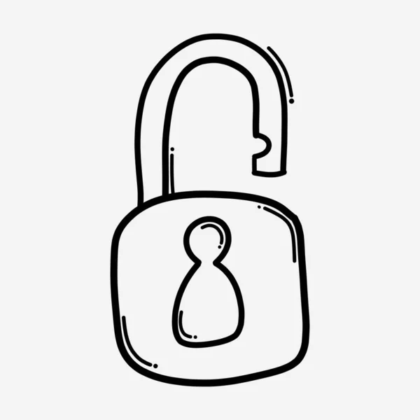 Lock Doodle Vector Icon Drawing Sketch Illustration Hand Drawn Line — Stock Vector