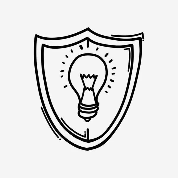 Kalkan fikri karalama vektör simgesi. Çizim çizimi el çizimi çizimi çizimi.