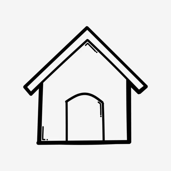 House Building Doodle Vector Icon Drawing Sketch Illustration Hand Drawn — Stock Vector