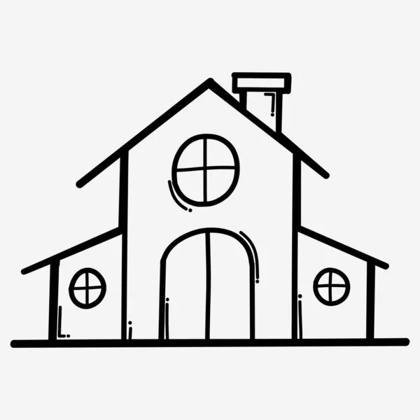 Edificio Casa Doodle Vector Icono Dibujo Boceto Ilustración Dibujado Mano — Archivo Imágenes Vectoriales