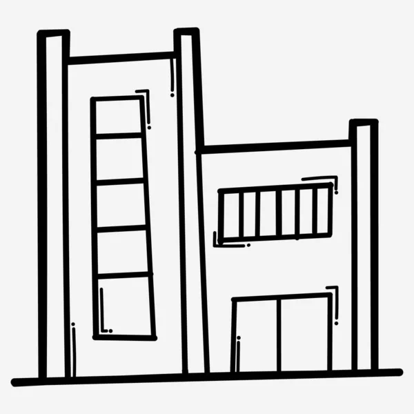 Bâtiment Maison Doodle Icône Vectorielle Dessin Dessin Illustration Ligne Dessinée — Image vectorielle