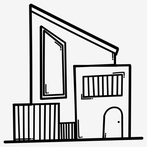 Bâtiment Maison Doodle Icône Vectorielle Dessin Dessin Illustration Ligne Dessinée — Image vectorielle