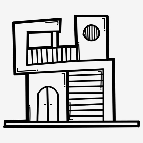 Haus Gebäude Doodle Vektor Symbol Zeichnung Skizze Illustration Handgezeichnete Linie — Stockvektor